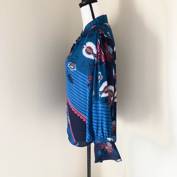 Ann Taylor Floral Popover Long Sleeve Blouse Size M - Picture 7 of 10